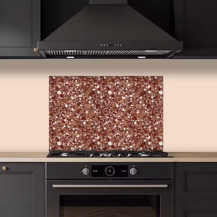 Spatscherm keuken - Terrazzo - Patroon - Steentextuur - Roodbruin — 2