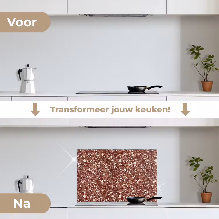 Spatscherm keuken - Terrazzo - Patroon - Steentextuur - Roodbruin — 3