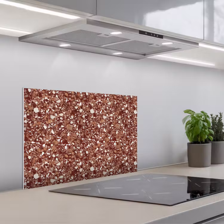 Spatscherm keuken - Terrazzo - Patroon - Steentextuur - Roodbruin — 5