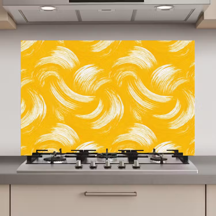 Spatscherm keuken - Verfstreken - Abstract - Dynamisch - Geel — 1