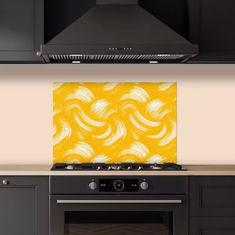 Spatscherm keuken - Verfstreken - Abstract - Dynamisch - Geel — 2