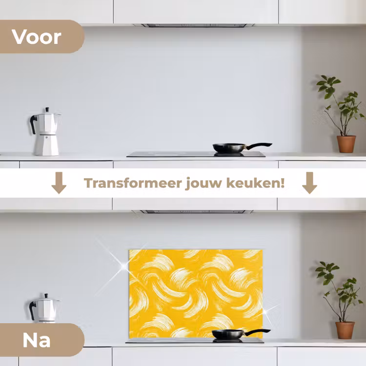 Spatscherm keuken - Verfstreken - Abstract - Dynamisch - Geel — 3