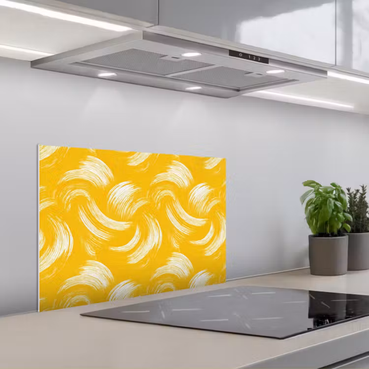 Spatscherm keuken - Verfstreken - Abstract - Dynamisch - Geel — 5