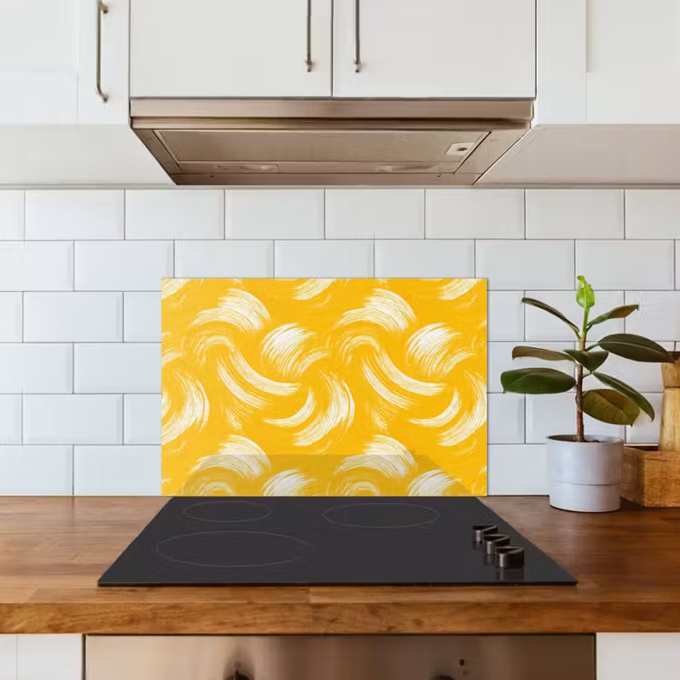 Spatscherm keuken - Verfstreken - Abstract - Dynamisch - Geel — 6