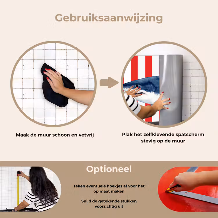 Spatscherm keuken - Vis - Haai - Zee - Illustratie - Blauw — 8