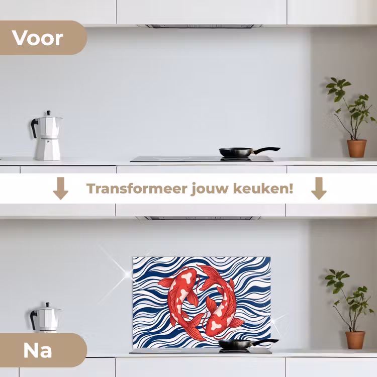 Spatscherm keuken - Vis - Water - Natuur - Illustratie - Rood — 3
