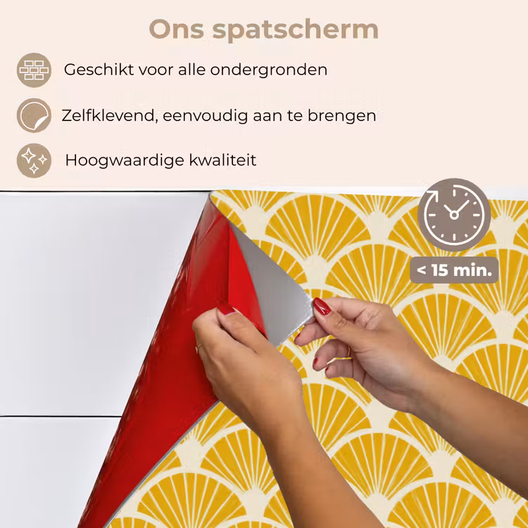 Spatscherm keuken - Waaiers - Art Deco - Retro - Okergeel — 4