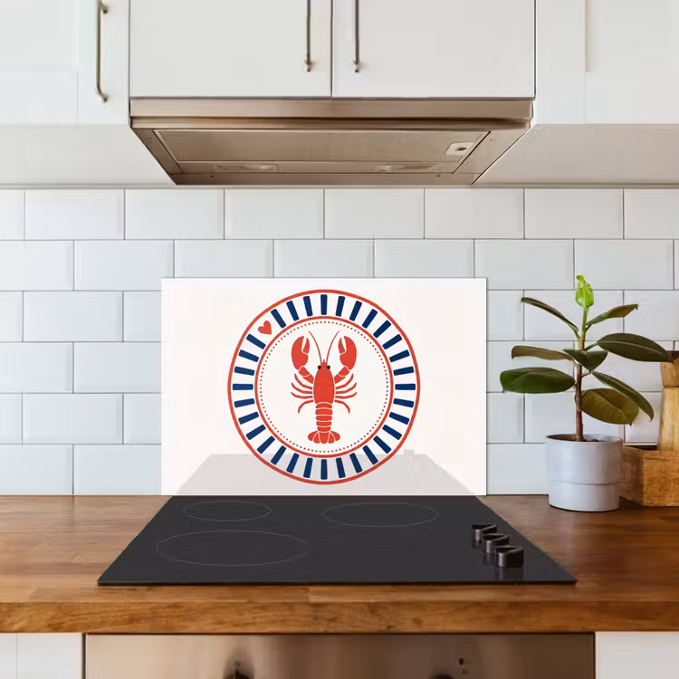 Spatscherm keuken - Zeeleven - Kreeft - Embleem - Grafisch - Rood — 6