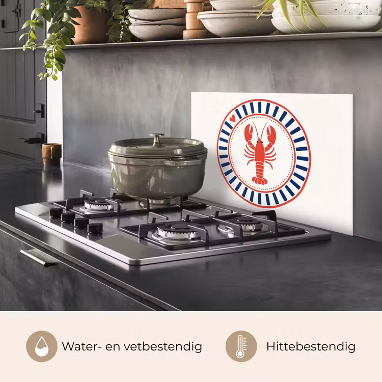 Spatscherm keuken - Zeeleven - Kreeft - Embleem - Grafisch - Rood — 7