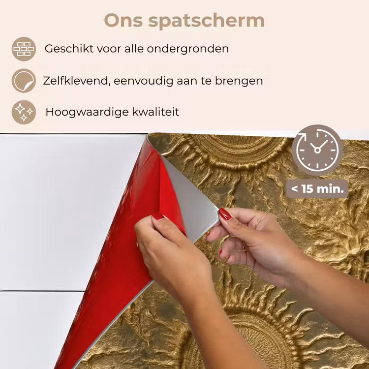 Spatscherm keuken - Zon - Reliëf - Antiek - Goud — 4