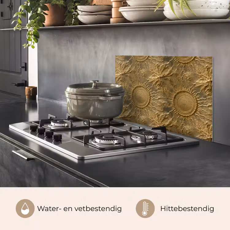 Spatscherm keuken - Zon - Reliëf - Antiek - Goud — 7