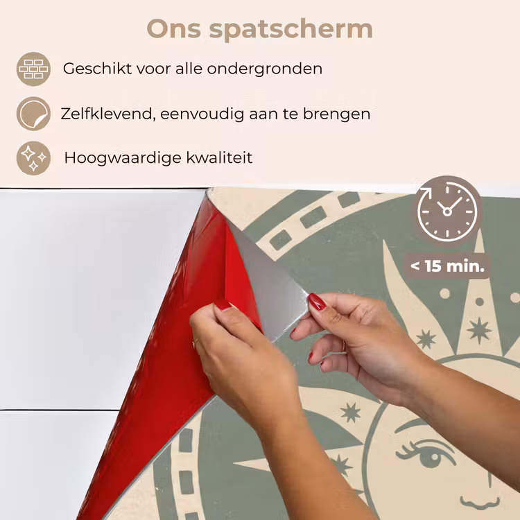 Spatscherm keuken - Zon - Sterren - Astrologie - Vintage - Groen — 4