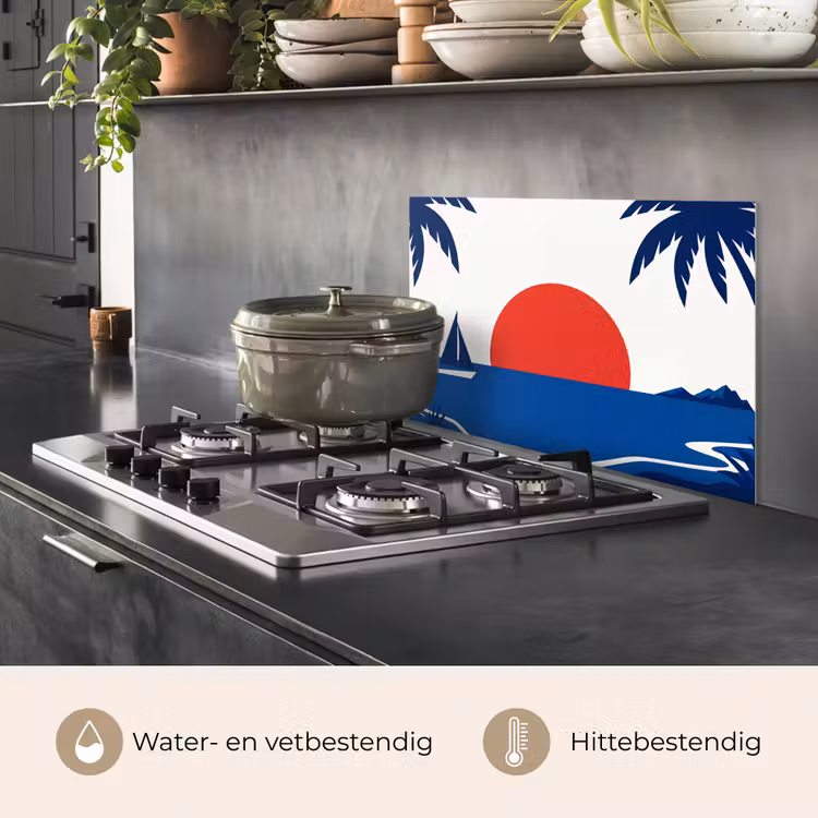 Spatscherm keuken - Zonsondergang - Zee - Palmboom - Tropisch - Modern — 7
