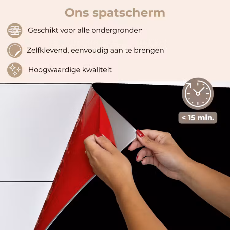 Spatscherm keuken - Zwart - Effen kleur — 4