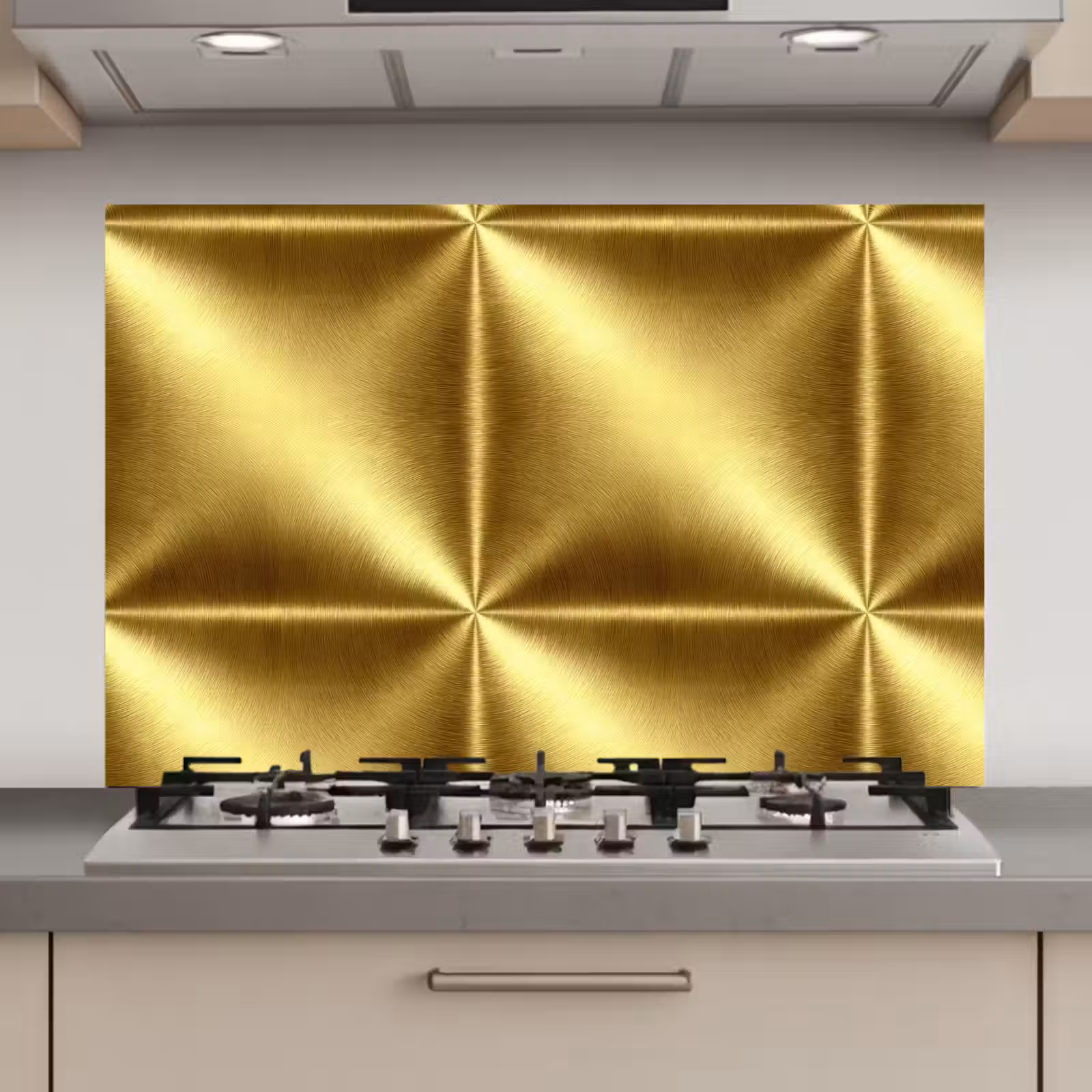 Spatscherm keuken - Textuur - Geborsteld Goud - Industrieel - Metallic — 1