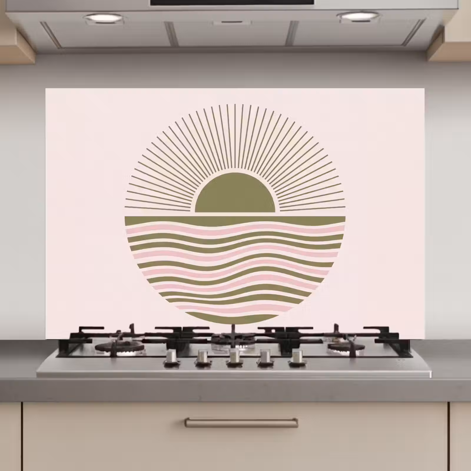 Spatscherm keuken - Zon - Zee - Abstract - Modern - Roze — 1