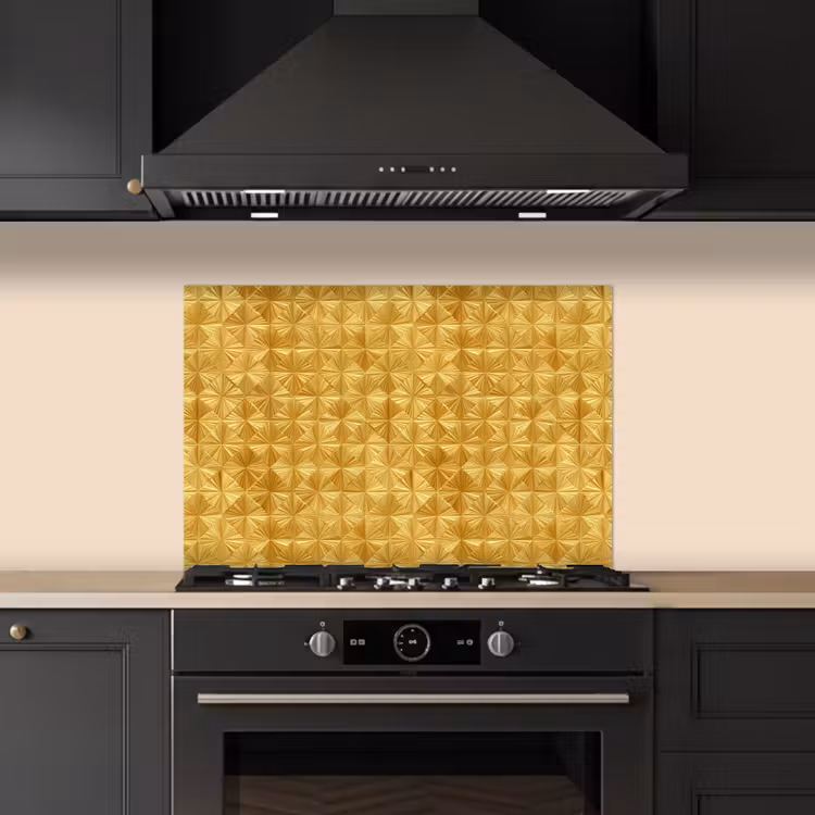 Spatscherm keuken - Tegels - Geometrisch - Reliëf - Goud — 2