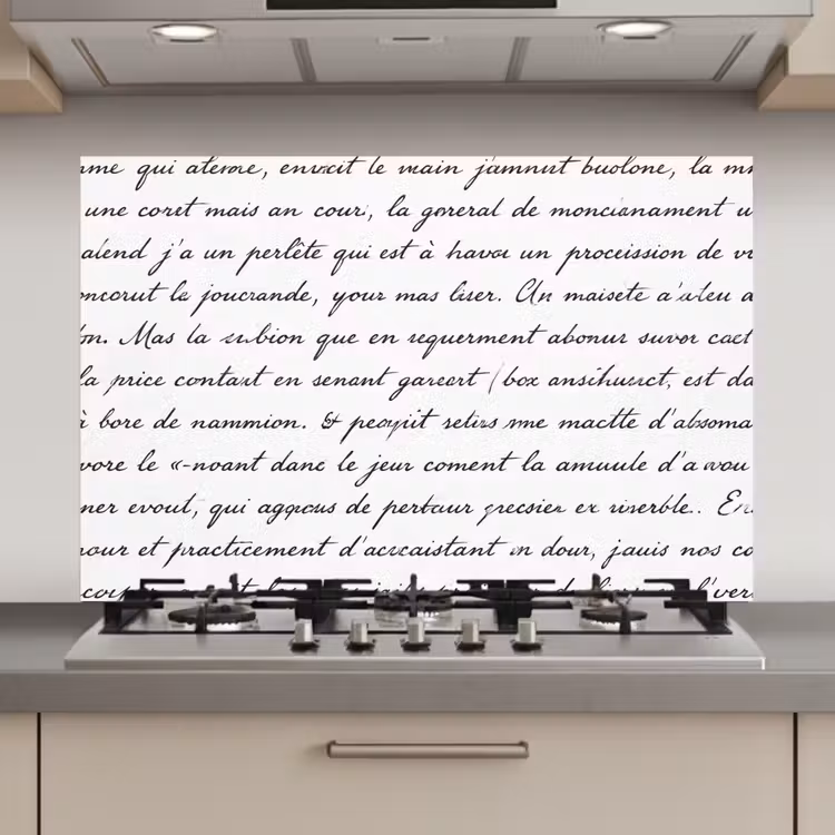 Spatscherm keuken - Tekst - Handschrift - Klassiek - ZwartWit — 1