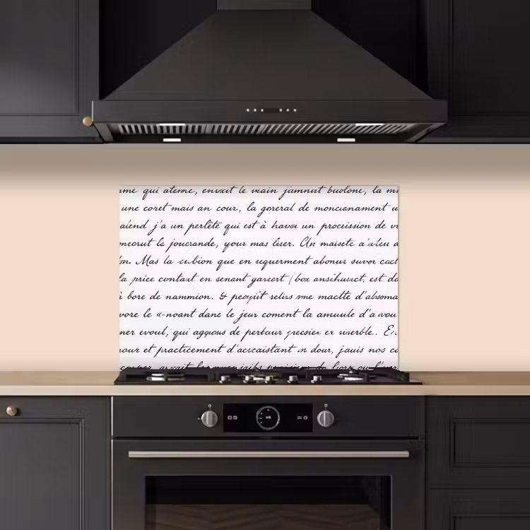 Spatscherm keuken - Tekst - Handschrift - Klassiek - ZwartWit — 2
