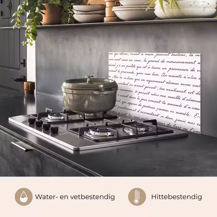 Spatscherm keuken - Tekst - Handschrift - Klassiek - ZwartWit — 7