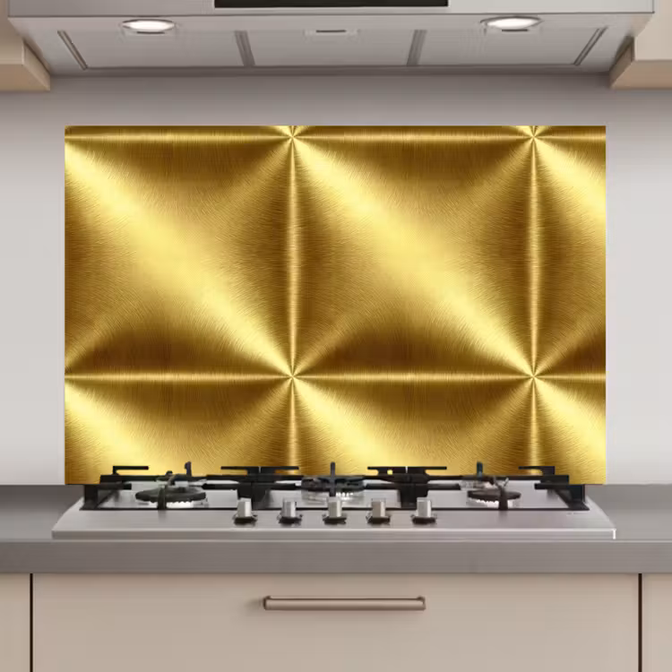 Spatscherm keuken - Textuur - Geborsteld Goud - Industrieel - Metallic — 1
