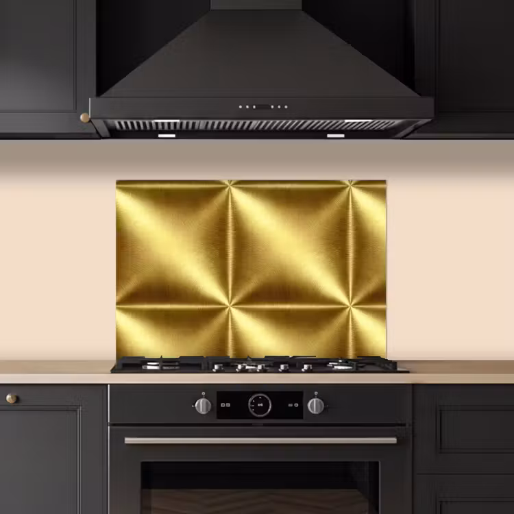 Spatscherm keuken - Textuur - Geborsteld Goud - Industrieel - Metallic — 2