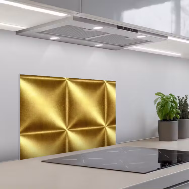 Spatscherm keuken - Textuur - Geborsteld Goud - Industrieel - Metallic — 5