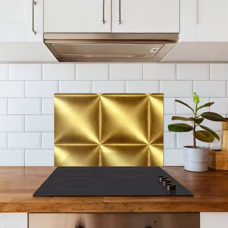 Spatscherm keuken - Textuur - Geborsteld Goud - Industrieel - Metallic — 6