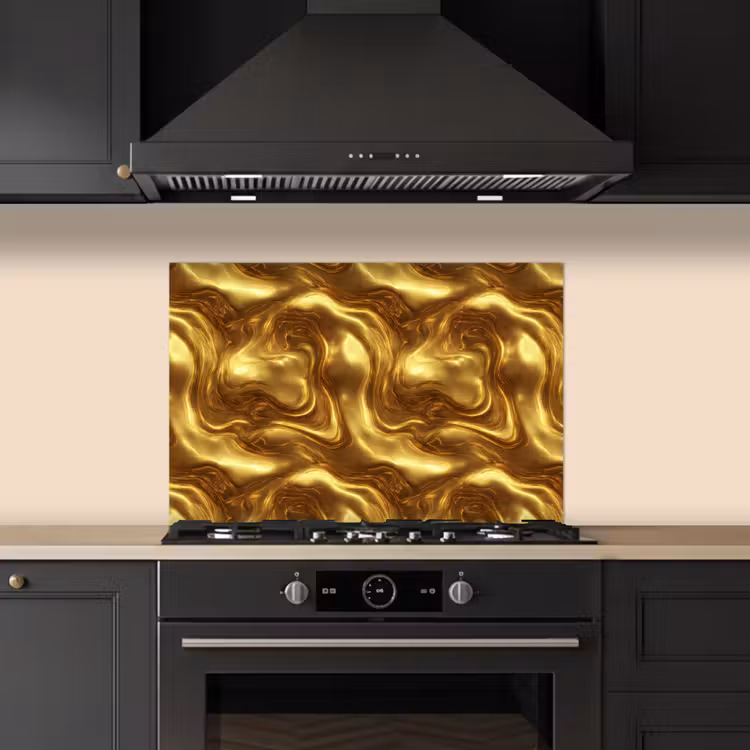 Spatscherm keuken - Textuur - Vloeibaar - Organisch - Goud — 2