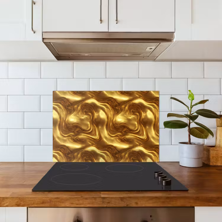 Spatscherm keuken - Textuur - Vloeibaar - Organisch - Goud — 6