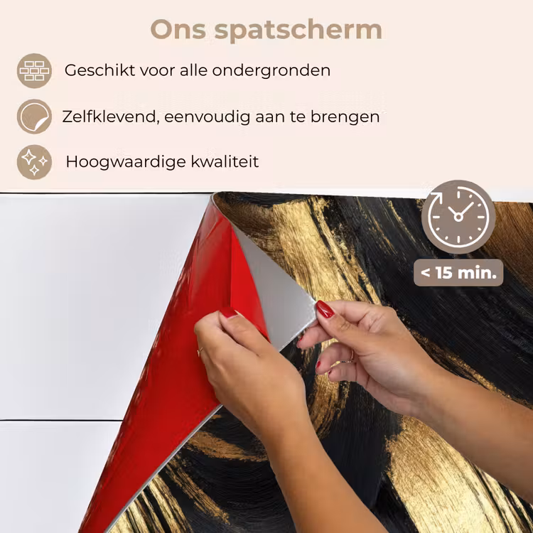 Spatscherm keuken - Verfstreken - Abstract - Goud - Zwart — 4