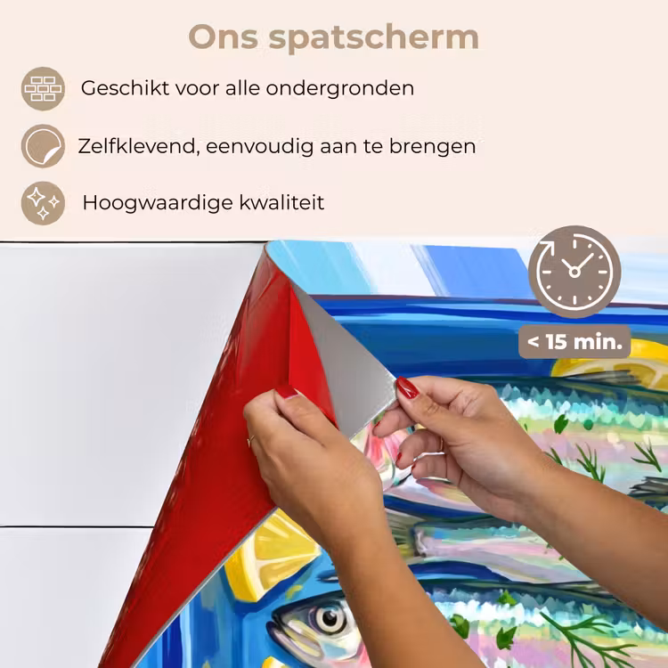Spatscherm keuken - Vis - Citroen - Kruiden - Eten - Blauw — 4