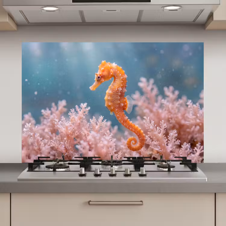 Spatscherm keuken - Vis - Koraal - Oceaan - Macro - Oranje — 1