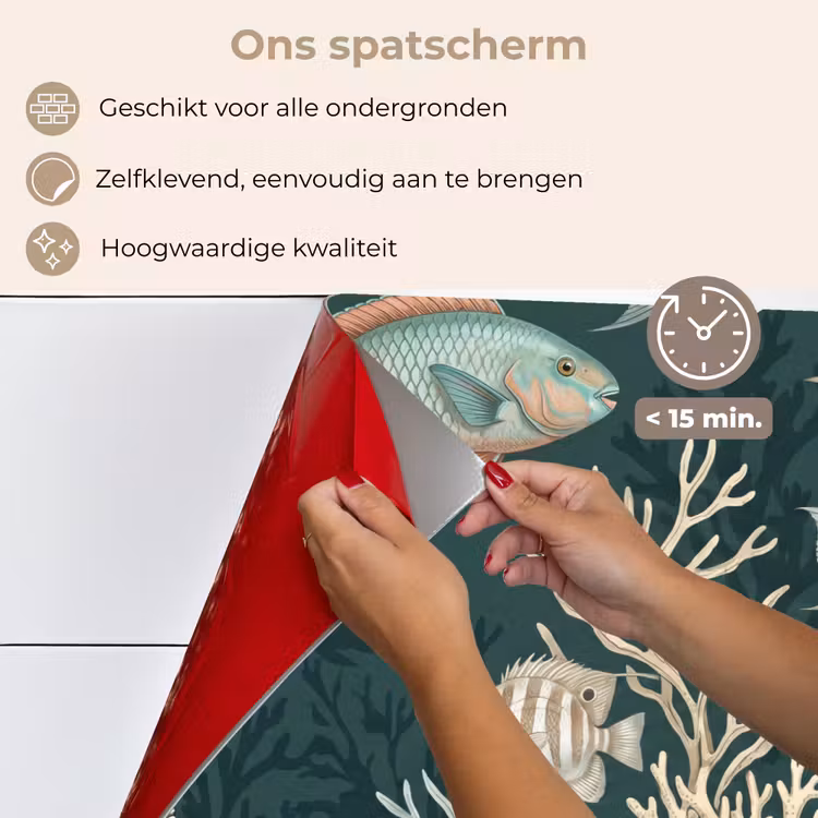 Spatscherm keuken - Vis - Koraal - Onderwater - Illustratie — 4