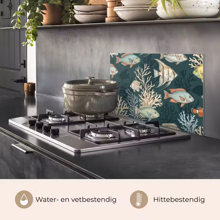 Spatscherm keuken - Vis - Koraal - Onderwater - Illustratie — 7
