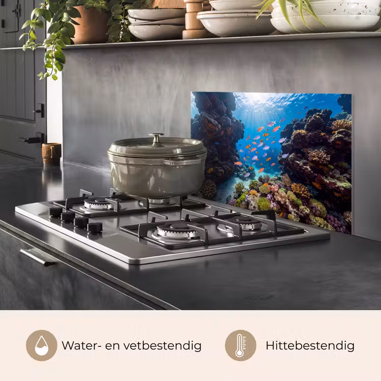 Spatscherm keuken - Vis - Koraalrif - Onderwater - Levendig - Blauw — 7