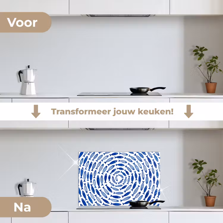 Spatscherm keuken - Vis - Patroon - Onderwater - Abstract - Blauw — 3