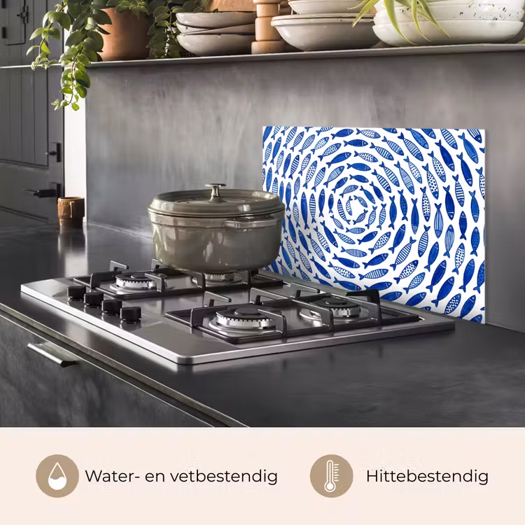 Spatscherm keuken - Vis - Patroon - Onderwater - Abstract - Blauw — 7