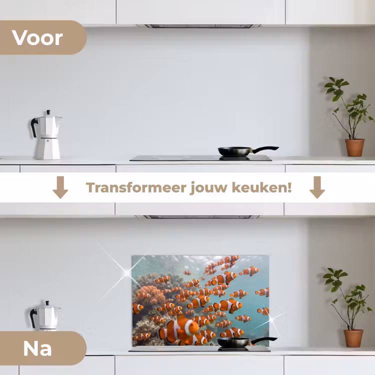 Spatscherm keuken - Vis - School - Onderwater - Dieren - Oranje — 3