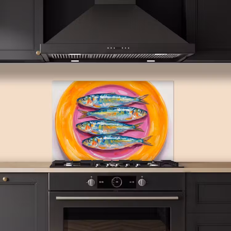 Spatscherm keuken - Vis - Vier - Eten - Modern - Kleurrijk — 2