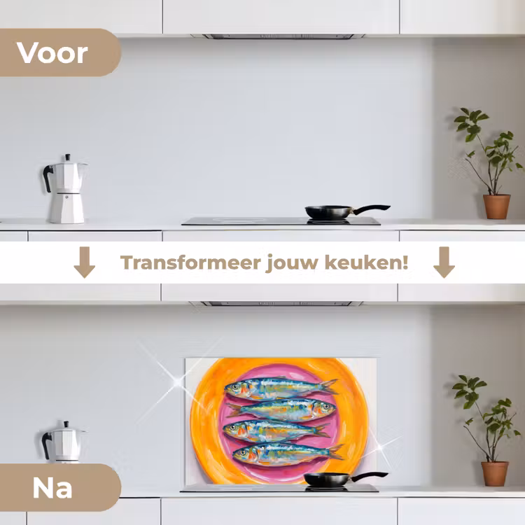 Spatscherm keuken - Vis - Vier - Eten - Modern - Kleurrijk — 3