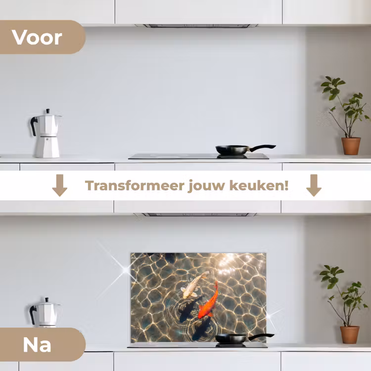 Spatscherm keuken - Vis - Water - Dieren - Oranje - Goud — 3