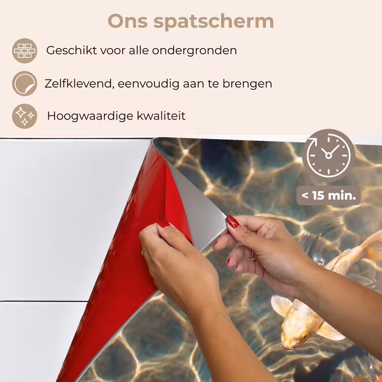 Spatscherm keuken - Vis - Water - Dieren - Oranje - Goud — 4