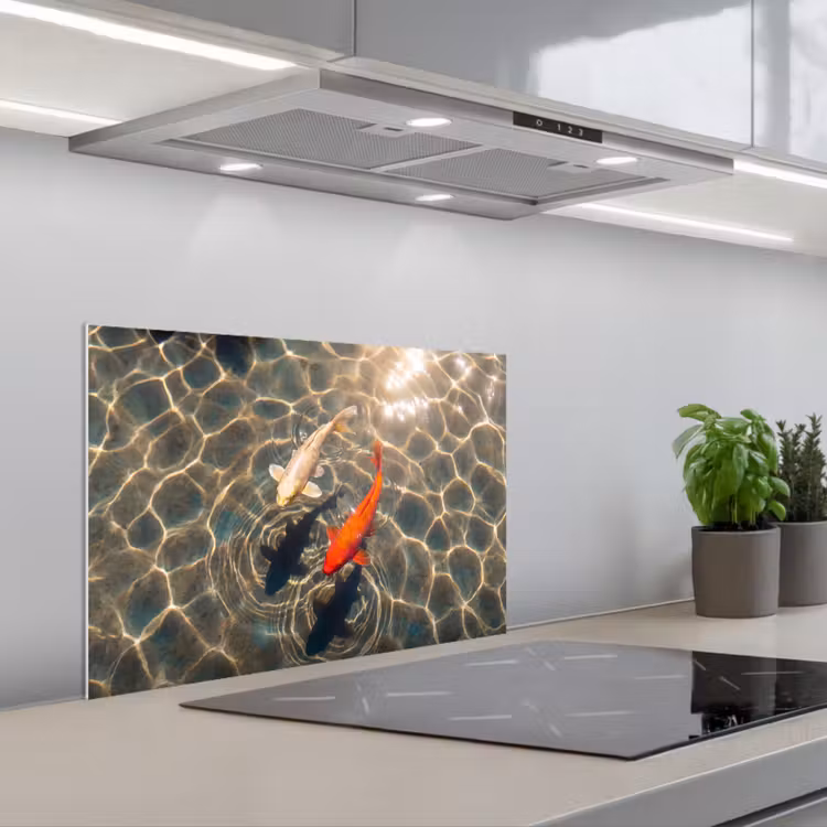 Spatscherm keuken - Vis - Water - Dieren - Oranje - Goud — 5