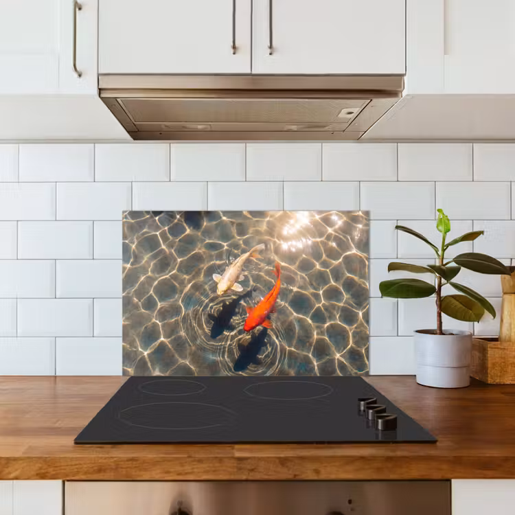 Spatscherm keuken - Vis - Water - Dieren - Oranje - Goud — 6