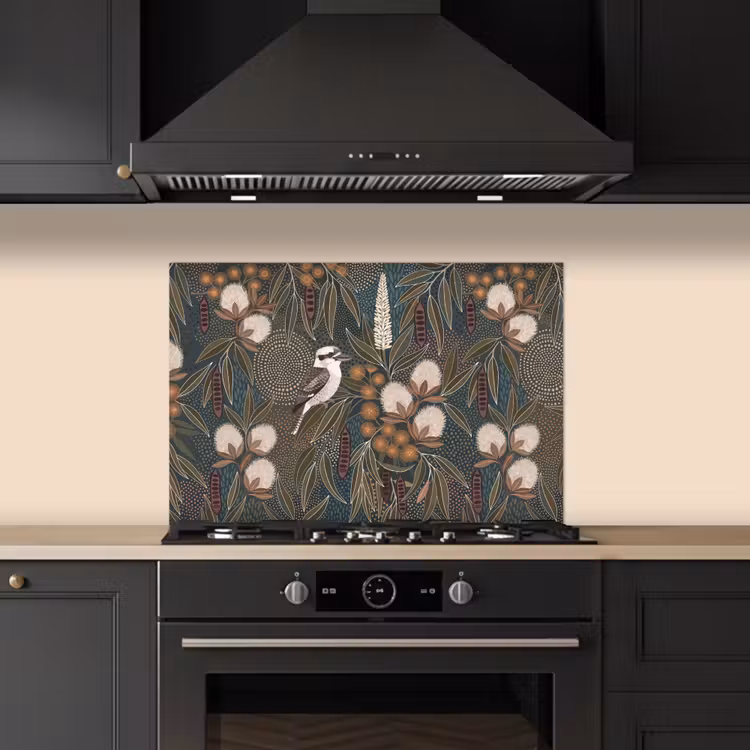 Spatscherm keuken - Vogel - Bladeren - Natuur - Illustratie - Groen — 2