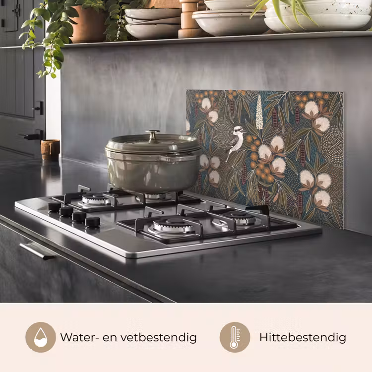 Spatscherm keuken - Vogel - Bladeren - Natuur - Illustratie - Groen — 7