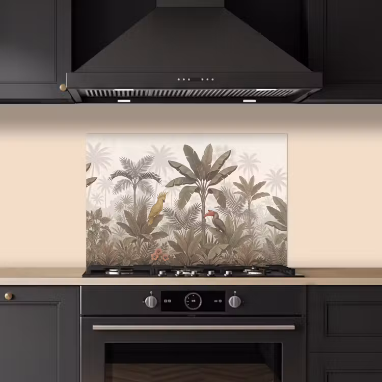 Spatscherm keuken - Vogel - Jungle - Tropisch - Illustratie - Groen — 2