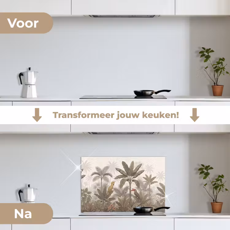 Spatscherm keuken - Vogel - Jungle - Tropisch - Illustratie - Groen — 3