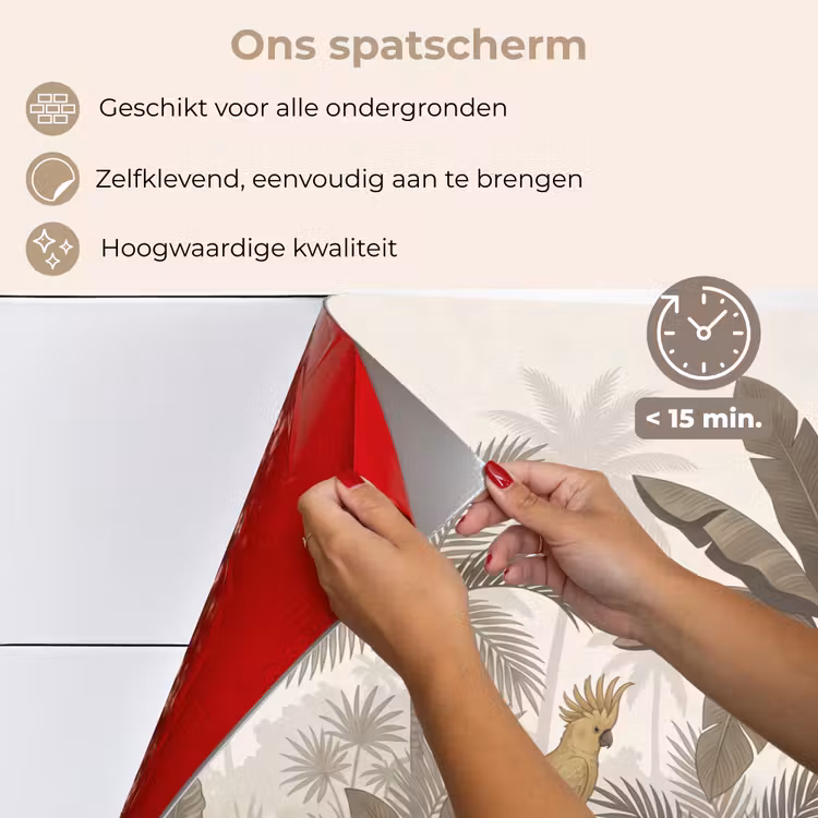 Spatscherm keuken - Vogel - Jungle - Tropisch - Illustratie - Groen — 4